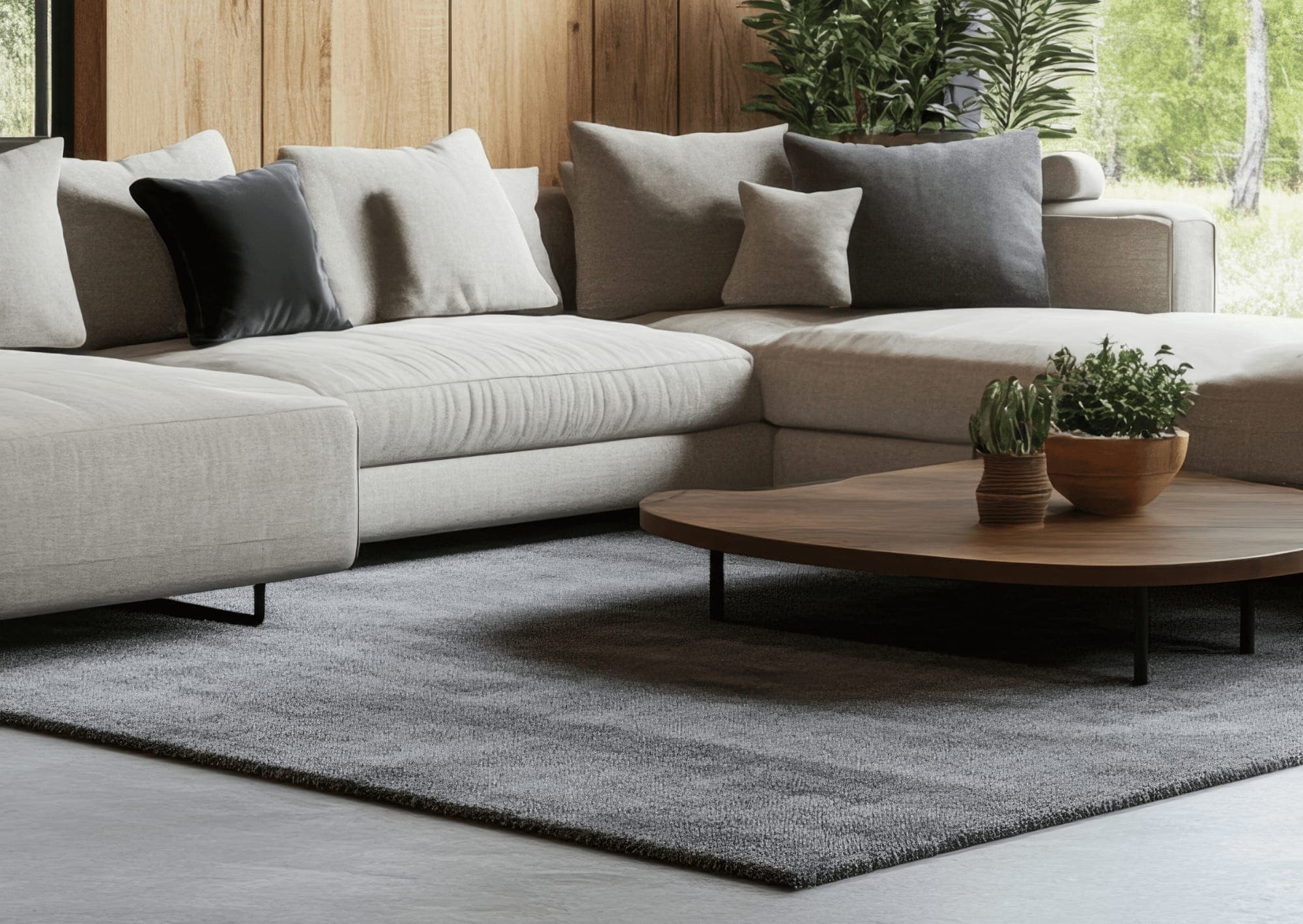 Clean grey couch after professional upholstery cleaning