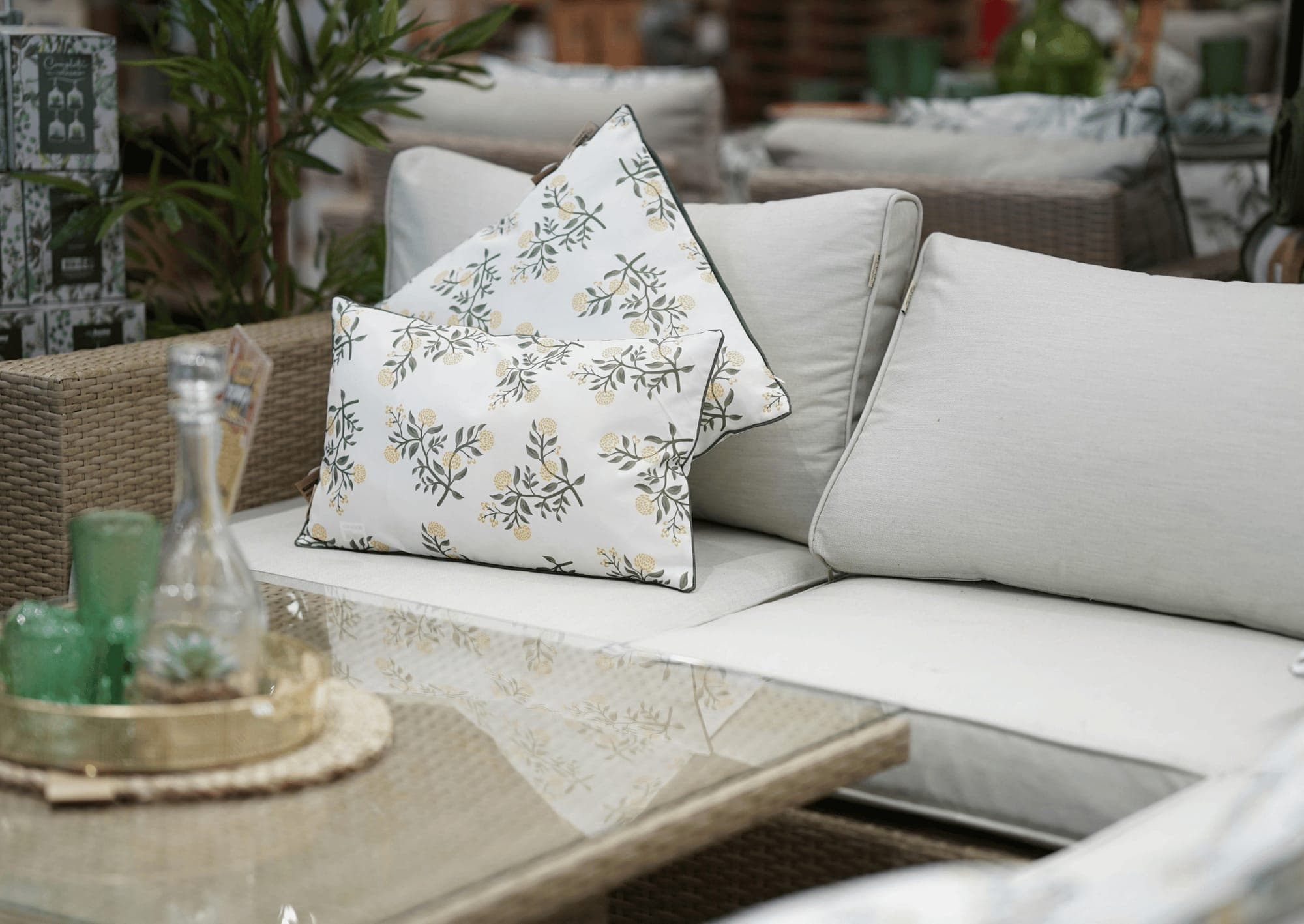 Clean outdoor furniture and cushions on a patio